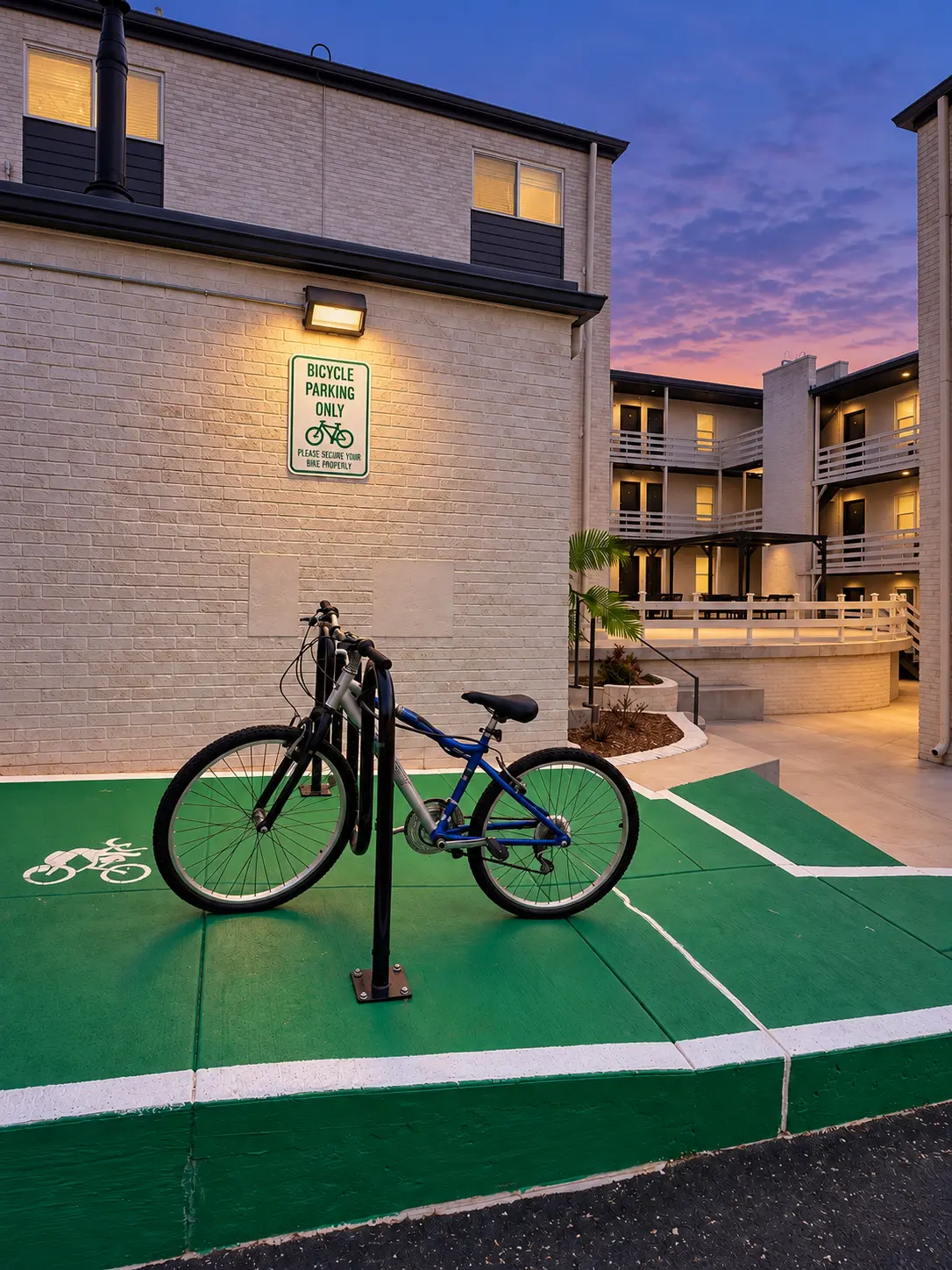 Dedicated bicycle parking at Crescendo Apartments in Midtown Memphis